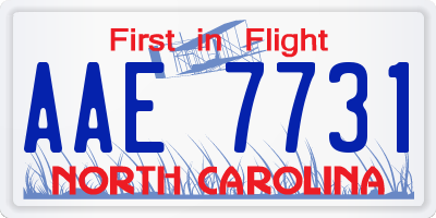 NC license plate AAE7731