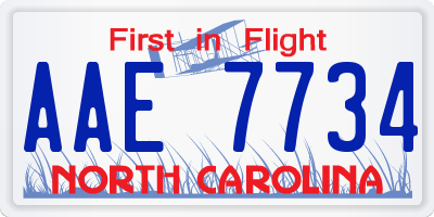 NC license plate AAE7734