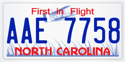 NC license plate AAE7758