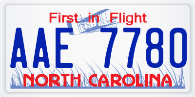 NC license plate AAE7780