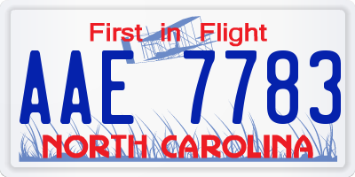 NC license plate AAE7783