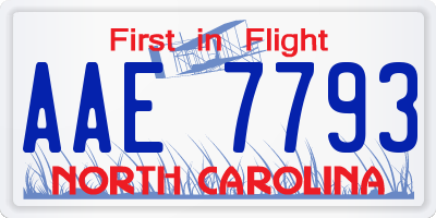 NC license plate AAE7793