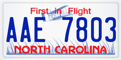NC license plate AAE7803
