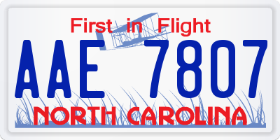 NC license plate AAE7807
