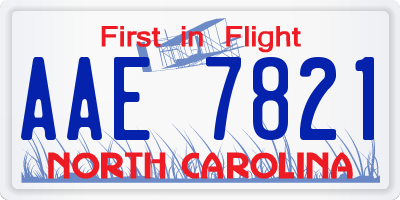 NC license plate AAE7821