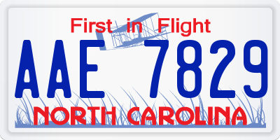 NC license plate AAE7829
