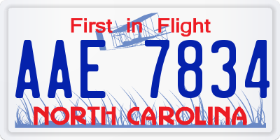 NC license plate AAE7834