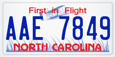 NC license plate AAE7849