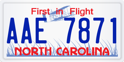 NC license plate AAE7871