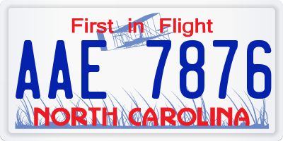 NC license plate AAE7876