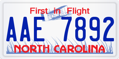 NC license plate AAE7892