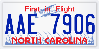 NC license plate AAE7906
