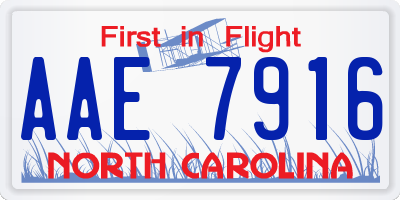 NC license plate AAE7916