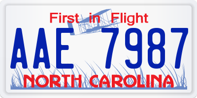 NC license plate AAE7987