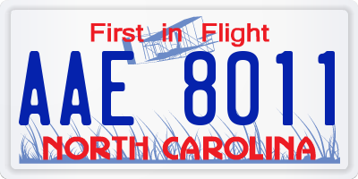NC license plate AAE8011