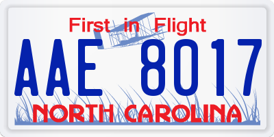 NC license plate AAE8017