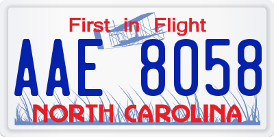 NC license plate AAE8058