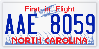 NC license plate AAE8059