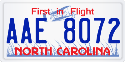 NC license plate AAE8072