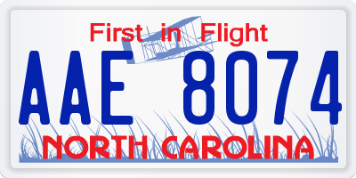 NC license plate AAE8074