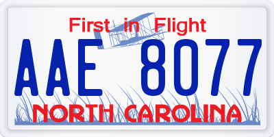 NC license plate AAE8077