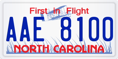 NC license plate AAE8100