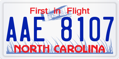 NC license plate AAE8107