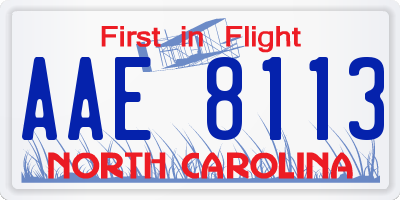 NC license plate AAE8113