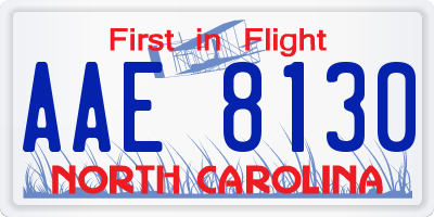 NC license plate AAE8130