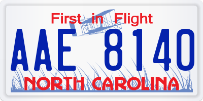 NC license plate AAE8140