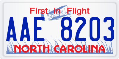 NC license plate AAE8203