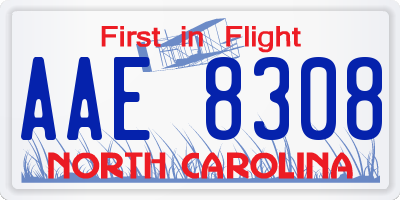 NC license plate AAE8308