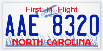 NC license plate AAE8320