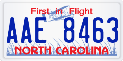 NC license plate AAE8463