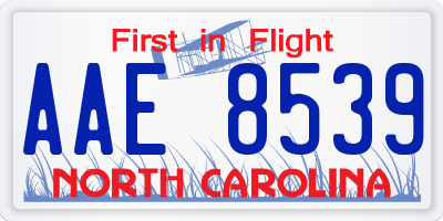 NC license plate AAE8539