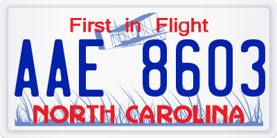 NC license plate AAE8603