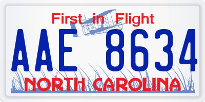 NC license plate AAE8634