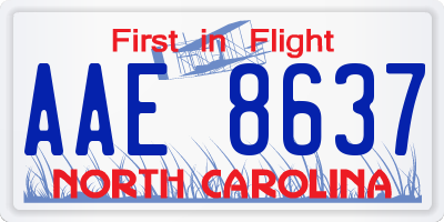 NC license plate AAE8637