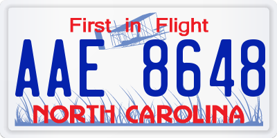 NC license plate AAE8648