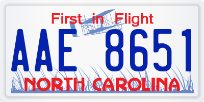 NC license plate AAE8651