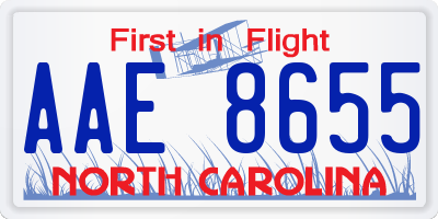NC license plate AAE8655