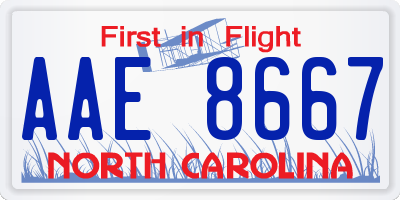 NC license plate AAE8667