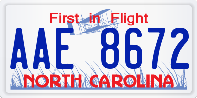 NC license plate AAE8672