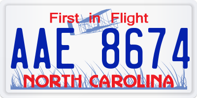 NC license plate AAE8674