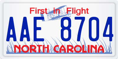 NC license plate AAE8704