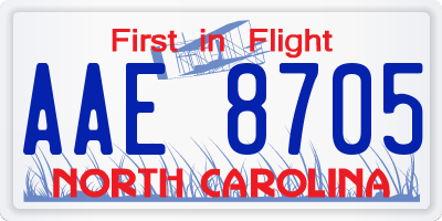 NC license plate AAE8705