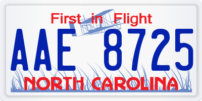 NC license plate AAE8725