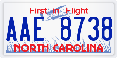 NC license plate AAE8738