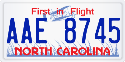 NC license plate AAE8745