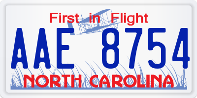 NC license plate AAE8754